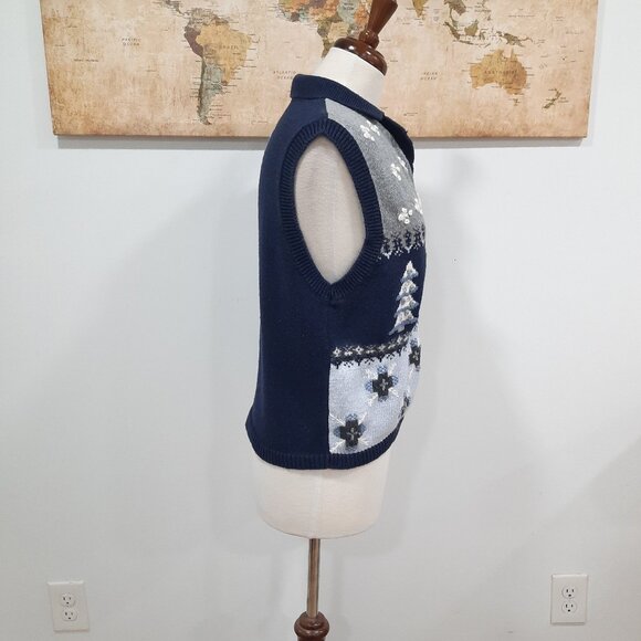Vtg 90s winter theme knit vest - North Crest brand - Picture 2 of 11